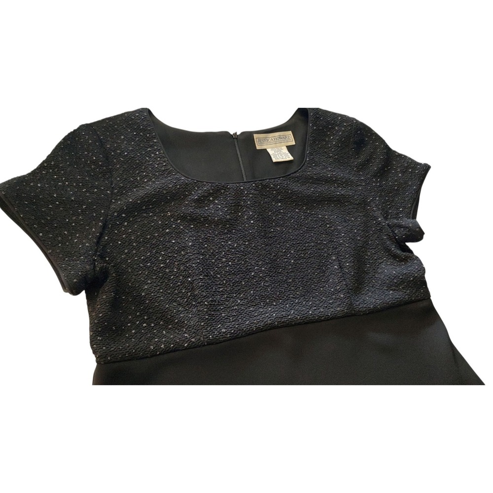 Vintage Jessica Howard Black Dress‎ Layered Beaded Top Evening Wear Womens 14